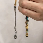 pilelistore Gümüş Kazaz Püsküllü Sıkma Kehribar Tesbih - 3