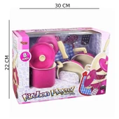 8 Parça Pembe Emaye Tencere Tava Seti - 1