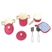 8 Parça Pembe Emaye Tencere Tava Seti - 2