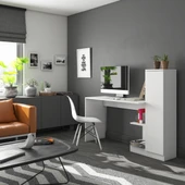 LENDA Rio Kapaklı Raflı Çalışma Masası - Beyaz - 1