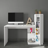 LENDA Rio Kapaklı Raflı Çalışma Masası - Beyaz - 2