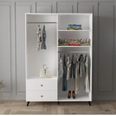 LENDA Arden 4 Kapaklı 2 Çekmeceli Gardırop - Beyaz - 2