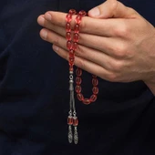 pilelistore Gümüş Püsküllü Ateş Kehribar Tesbih - 2