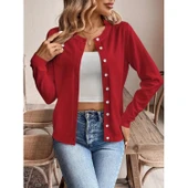Lucky Life Kadın Uzun Kollu önden Düğmeli Triko Ceket - 2