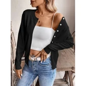 Lucky Life Kadın Uzun Kollu önden Düğmeli Triko Ceket thumbnail 3