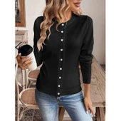 Lucky Life Kadın Uzun Kollu önden Düğmeli Triko Ceket thumbnail 1