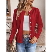 Lucky Life Kadın Uzun Kollu önden Düğmeli Triko Ceket - 1