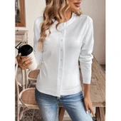 Lucky Life Kadın Uzun Kollu önden Düğmeli Triko Ceket - 1