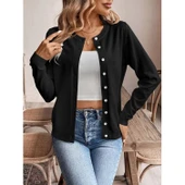 Lucky Life Kadın Uzun Kollu önden Düğmeli Triko Ceket thumbnail 2