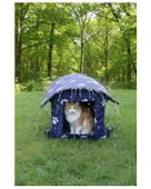 Yuga Pati Desenli Lacivert Kedi Evi Isı ve Yağmur Korumalı - 5