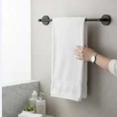 Siyah Metal Uzun Havluluk 40 cm Duvara Monte Vidalı Lüks Banyo Havlu Askılığı Modern Mat Tasarım thumbnail 7