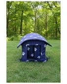 Yuga Pati Desenli Lacivert Kedi Evi Isı ve Yağmur Korumalı - 1