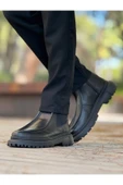 Pabucmarketi Fermuarlı Erkek Düz Bot Siyah Cilt thumbnail 1