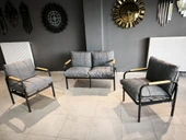 Serdemdizayn SERDEM-(ECO)-2-1-1- METAL BAHÇE BALKON TAKIMI MOBİLYA GRUBU (GRİ) - 2