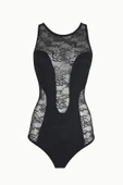 Siyah Flashy Full Dantelli Bodysuit thumbnail 1