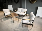 Serdemdizayn SERDEM-(ECO)-2-1-1--SEHPA -METAL BAHÇE BALKON TAKIMI MOBİLYA GRUBU (KREM) - 1