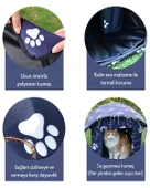 Yuga Pati Desenli Lacivert Kedi Evi Isı ve Yağmur Korumalı - 7