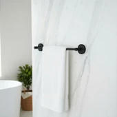 Siyah Metal Uzun Havluluk 40 cm Duvara Monte Vidalı Lüks Banyo Havlu Askılığı Modern Mat Tasarım thumbnail 2