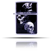 Kafatası Desenli Siyah Beyaz  Benzinli Çakmak thumbnail 5