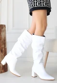 Pabucmarketi Beyaz Kadın Topuklu Çizme thumbnail 1