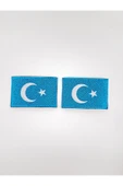 Atolye Luxora Dogu Türkistan Bayragı Desenli , Yelek ve Ceket ,Sirt Patch, Yama - 2