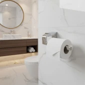 Krom Gümüş Kapaksız Lüks Tuvalet Kağıtlık Vidalı Paslanmaz Metal Duvara Monte Banyo Kağıt Aparatı thumbnail 3