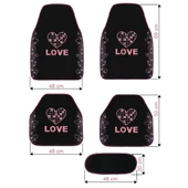 Taşlı Işıltılı Kalp ve Aşk Desenli Nakışlı Oto Halı Paspas Seti - Kadın Sürücülere Özel Şık Tasarım thumbnail 7