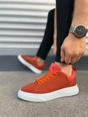 JY204 Flex Bağcıklı Keten Kumaş Erkek Günlük Sneaker Ayakkabı KBT - Turuncu thumbnail 3