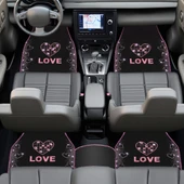 Taşlı Işıltılı Kalp ve Aşk Desenli Nakışlı Oto Halı Paspas Seti - Kadın Sürücülere Özel Şık Tasarım thumbnail 2