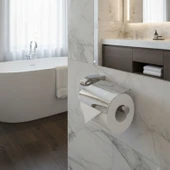 Krom Gümüş Kapaklı Lüks Tuvalet Kağıtlık Vidalı Paslanmaz Metal Duvara Monte Banyo Kağıt Aparatı thumbnail 5