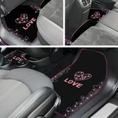 Taşlı Işıltılı Kalp ve Aşk Desenli Nakışlı Oto Halı Paspas Seti - Kadın Sürücülere Özel Şık Tasarım thumbnail 6