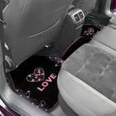 Taşlı Işıltılı Kalp ve Aşk Desenli Nakışlı Oto Halı Paspas Seti - Kadın Sürücülere Özel Şık Tasarım thumbnail 5
