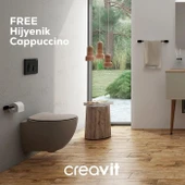 Creavit Free Rim-Off Kanalsız Asma Klozet (FE322.CM) Mat Cappucino + Duck Yavaş Kapanan Kapak Mat Cappucino 2'li Set thumbnail 5