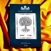 Sevgi ve Hayatı Simgeleyen Hayat Ağacı Temalı Hediyeye Özel 999 Ayar Gümüş Külçesi-661 - 1