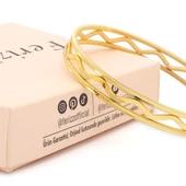 Altın Kaplama İmitasyon Oluklu Ve Zigzag Ajda Bilezik BLZ-3126 thumbnail 4