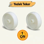 Yedek Teker Beyaz 100x35 mm Dayanıklı Sanayi Tipi Ekipman Tekerleği thumbnail 2