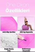 65 cm Pilates Topu ve Pompa Seti | 155-170 cm Boy İçin Uygun Dayanıklı Anti-Slip Pembe thumbnail 3
