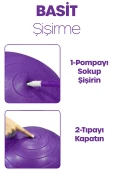 65 cm Pilates Topu ve Pompa Seti | 155-170 cm Boy İçin Uygun Dayanıklı Anti-Slip Mor thumbnail 7