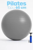 65 cm Pilates Topu ve Pompa Seti | 155-170 cm Boy İçin Uygun Dayanıklı Anti-Slip Gri thumbnail 1