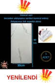 Shiny 60cmx30 Cm 1 Adet Parlak Beyaz Mermer Desenli Yapışkanlı Duvar Paneli Kağıdı Banyo Wc Döşeme - 2
