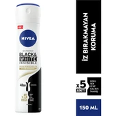 Nivea Black  White Invisible Deodorant For Women İpeksi Pürüzsüzlük 150 ml thumbnail 1