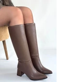 Roksa Acı Kahvei Cilt Topuklu Çizme thumbnail 1