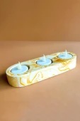 El Yapımı Sarı Mermer Desenli Beton Tealight Mumluk | Şamdan ve Dekoratif Masa Mumluğu - 1