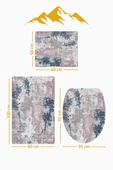 Bambu Kumaş Deri Tabanlı Yıkanabilir 3'lü Klozet Takımı Modern Desenli Kaymaz Banyo Paspas Seti BKLZ0004 RENKLİ 60 X 100 - 3