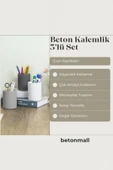 Dekoratif Beton Kalemlik 3’lü Set | Minimalist Organizer, Vazo, Saksı ve Diş Fırçalık - 6