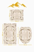 Bambu Kumaş Deri Tabanlı Yıkanabilir 3'lü Klozet Takımı Modern Desenli Kaymaz Banyo Paspas Seti BKLZ0003 RENKLİ 60 X 100 - 3