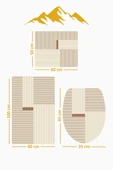 Bambu Kumaş Deri Tabanlı Yıkanabilir 3'lü Klozet Takımı Modern Desenli Kaymaz Banyo Paspas Seti BKLZ0001 RENKLİ 60 X 100 - 3