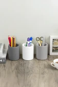 Dekoratif Beton Kalemlik 3’lü Set | Minimalist Organizer, Vazo, Saksı ve Diş Fırçalık - 4