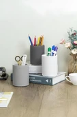 Dekoratif Beton Kalemlik 3’lü Set | Minimalist Organizer, Vazo, Saksı ve Diş Fırçalık - 1