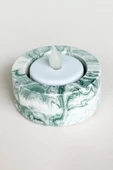 El Yapımı Mermer Desenli Yeşil Beton Tealight Mumluk | Minimal Dekoratif Mumluk 3 Adet - 2